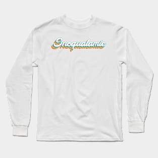 Snoqualmie Washington Mountains Retro Lettering Long Sleeve T-Shirt